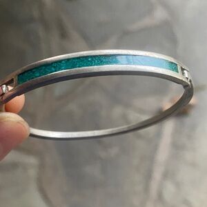 Elegant Silver and Turquoise Bangle Bracelet